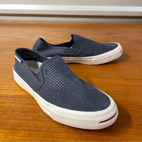 Converse Jack Purcell Women Blue Perforated Slip On Loafer Size 8.5 - Picture 1 of 12